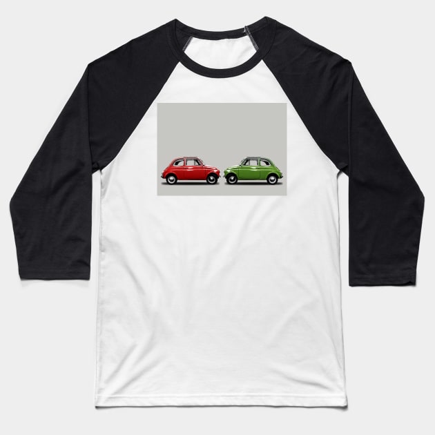 Italian Fiat 500 Baseball T-Shirt by markvickers41